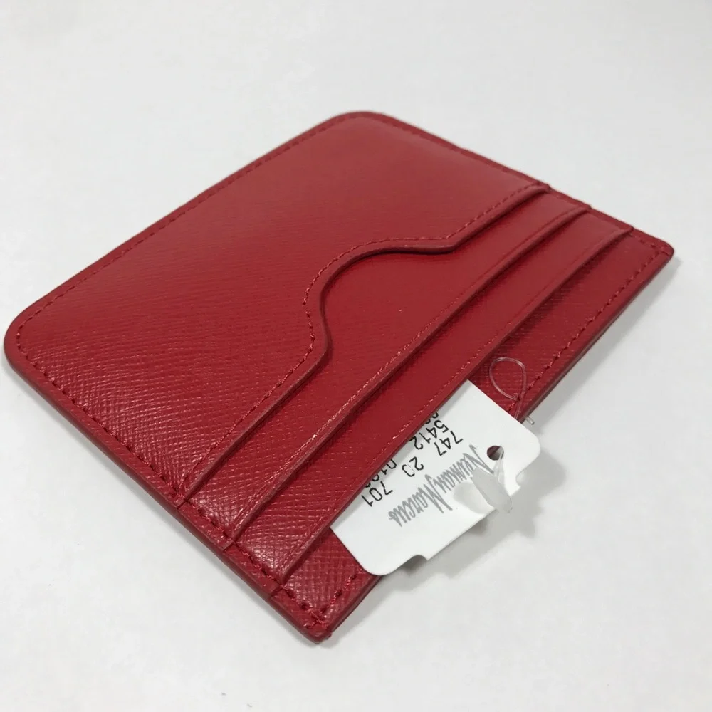 Neiman Marcus Slim Card Case Leather. Red